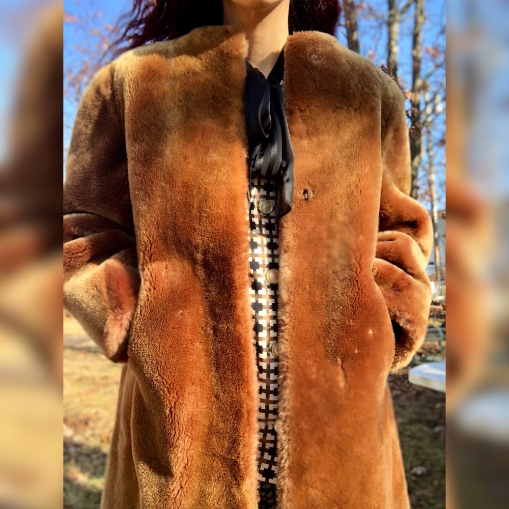 Vintage Teddy Bear Coat Dyed Lamb Fur Winter - Picture 6 of 8